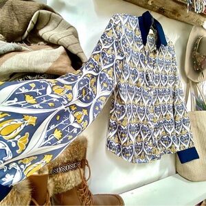 Sweet boho floral blouse w metal collar accents w shabby chic folk vibe